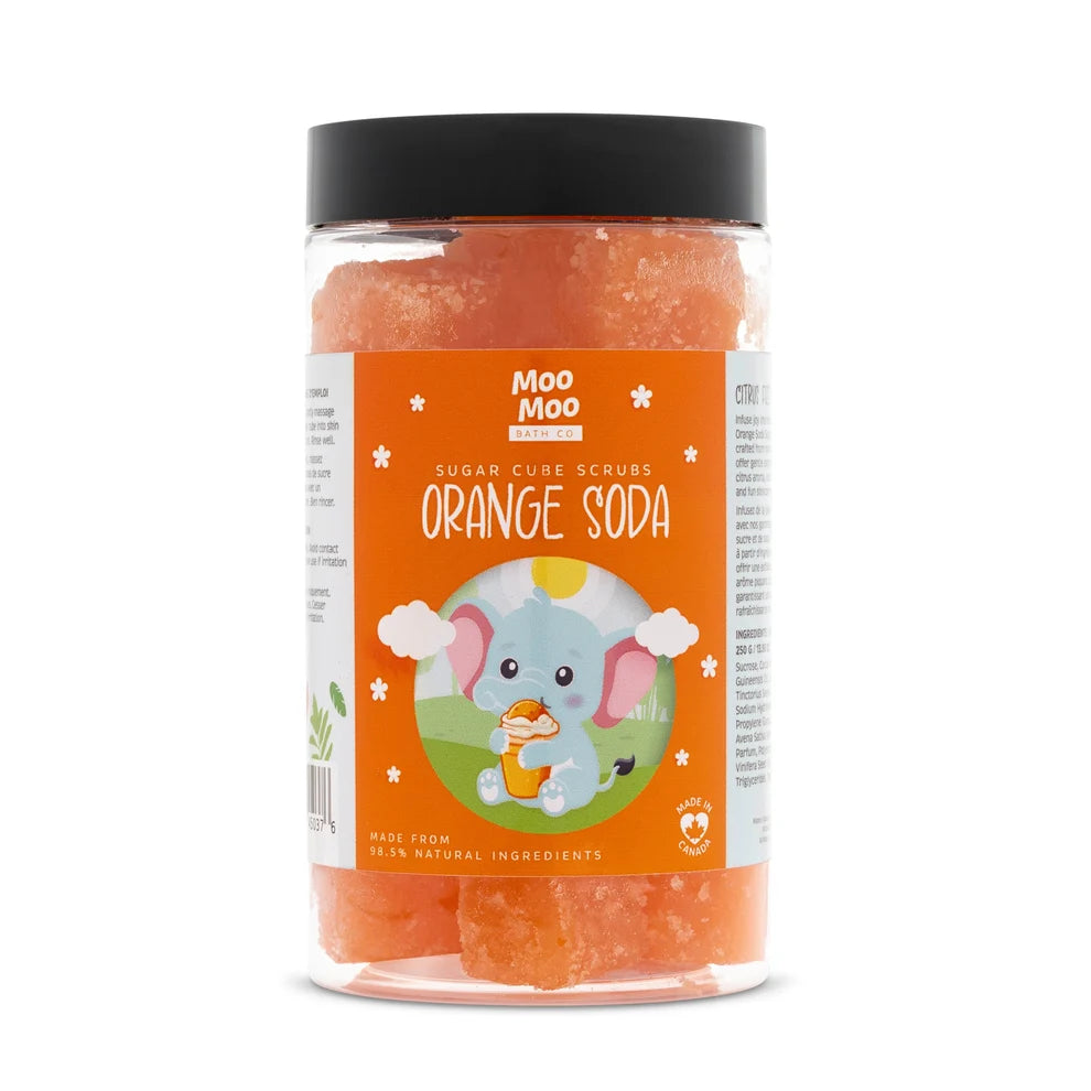 Orange Soda Sugar Cube Scrub for kids, Canadian-made, on Essentara Market