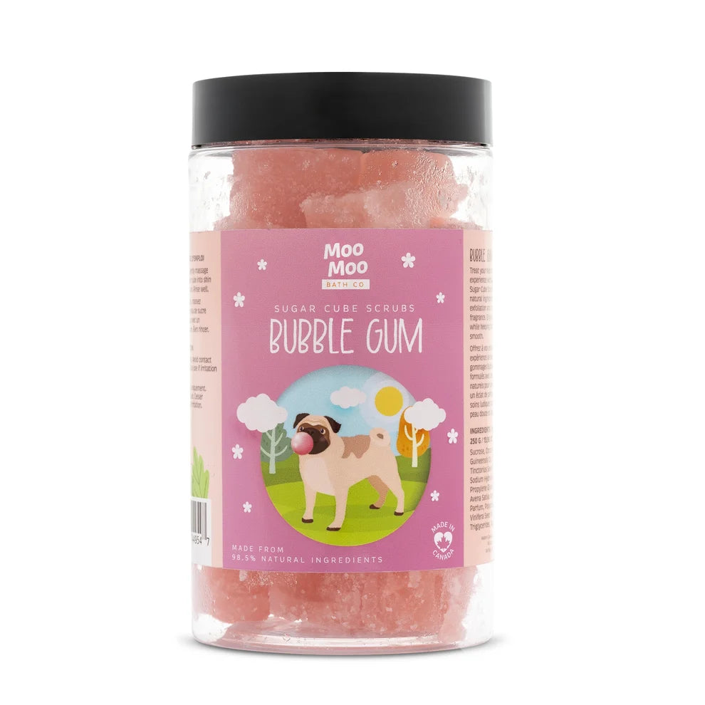 Bubble Gum Sugar Cube Scrub for kids, Canadian-made, on Essentara Market