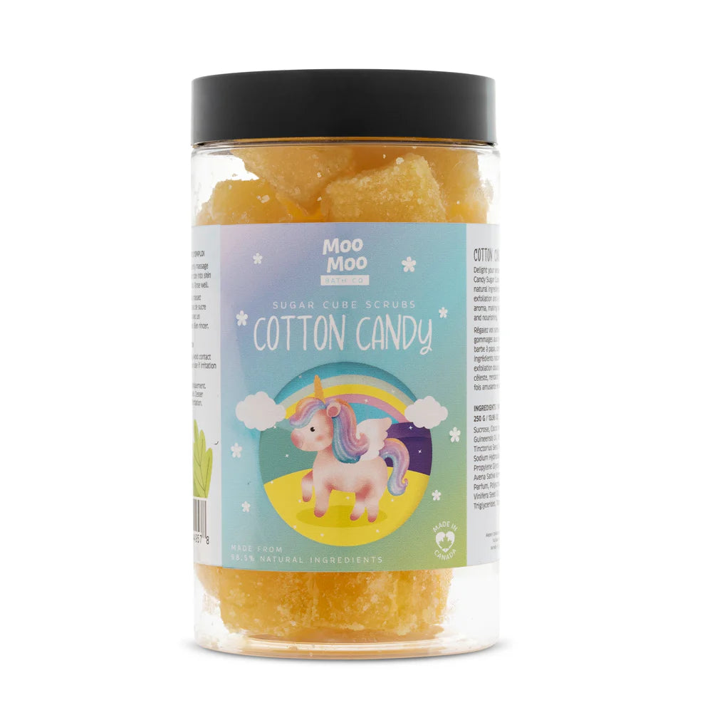 Cotton Candy Sugar Cube Scrub for kids, Canadian-made, on Essentara Market